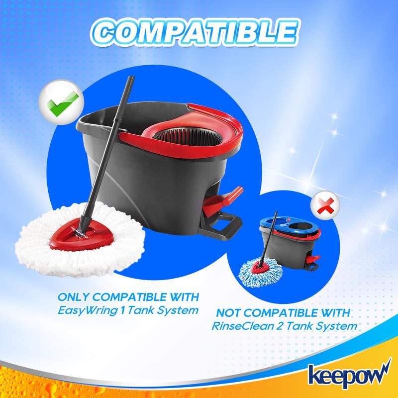 KEEPOW Scrubber Mop Head for 1 Tank System Compatible with EasyWring RinseClean Microfiber Spin Mop & Bucket Floor Cleaning System