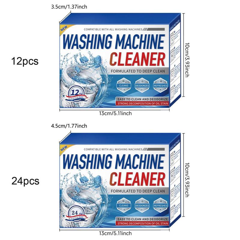 Washing Machine Cleaner Descaler, 12pcs 24pcs Deep Cleaning Tablets for Front Loader & Top Load Washer, Clean Inside Drum & Laundry Tub Seal Tool for Home Dormitory Laundry Room, Men Gifts