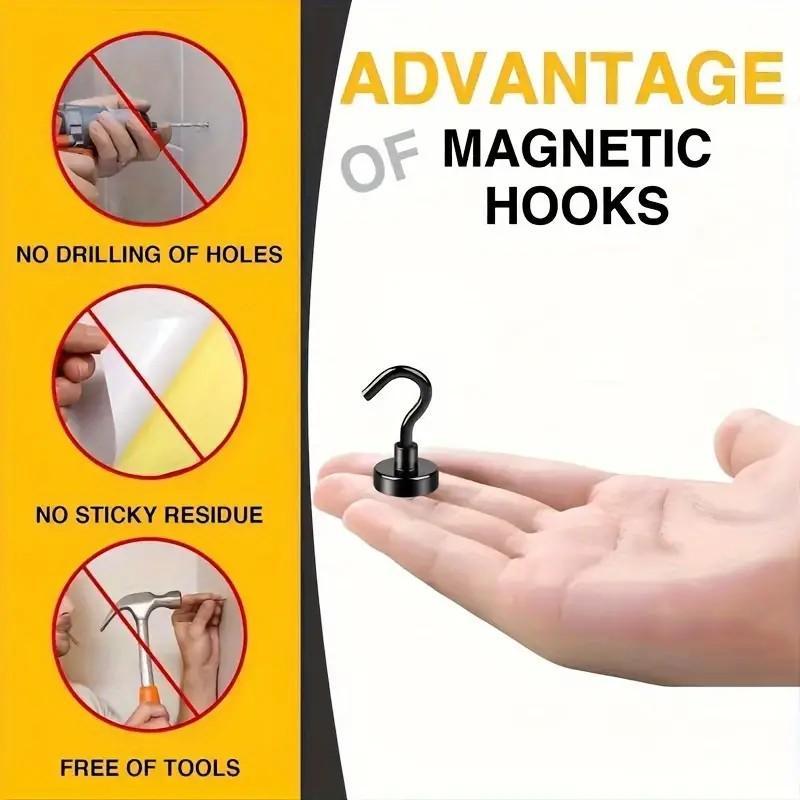 Magnetic Hook, 6 Counts set Magnetic Hook for Refrigerator &  Kitchen &  Classroom & Door, Large Magnetic Hook for Grill & Tool