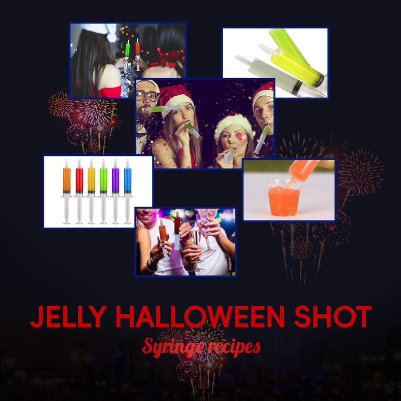 60 PACK 2 oz Party Jelly Syringes Shot, BPA Free, Washable, Big Springe for Jelly Party Shot, Durable Jelly Party Syringes for Halloween, Thanksgiving day, Christmas Bachelorette Parties