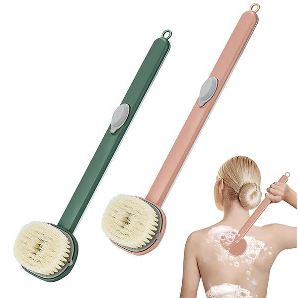 Long Handle Bath Massage Brush with Soap Dispenser – Back Scrubber for Wet & Dry Brushing, Exfoliation