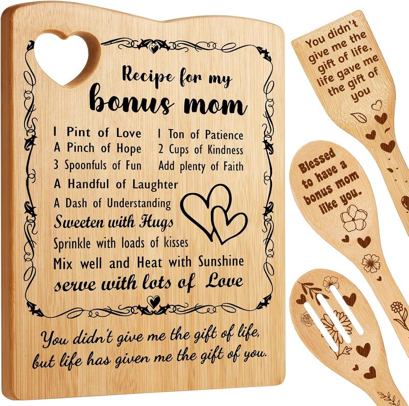 Bonus mom Birthday Gifts, Gifts for Bonus mom from Daughter Son, Bonus mom  Board Set, Christmas Birthday Gifts for Bonus mom Step Mom  mom Stepmother