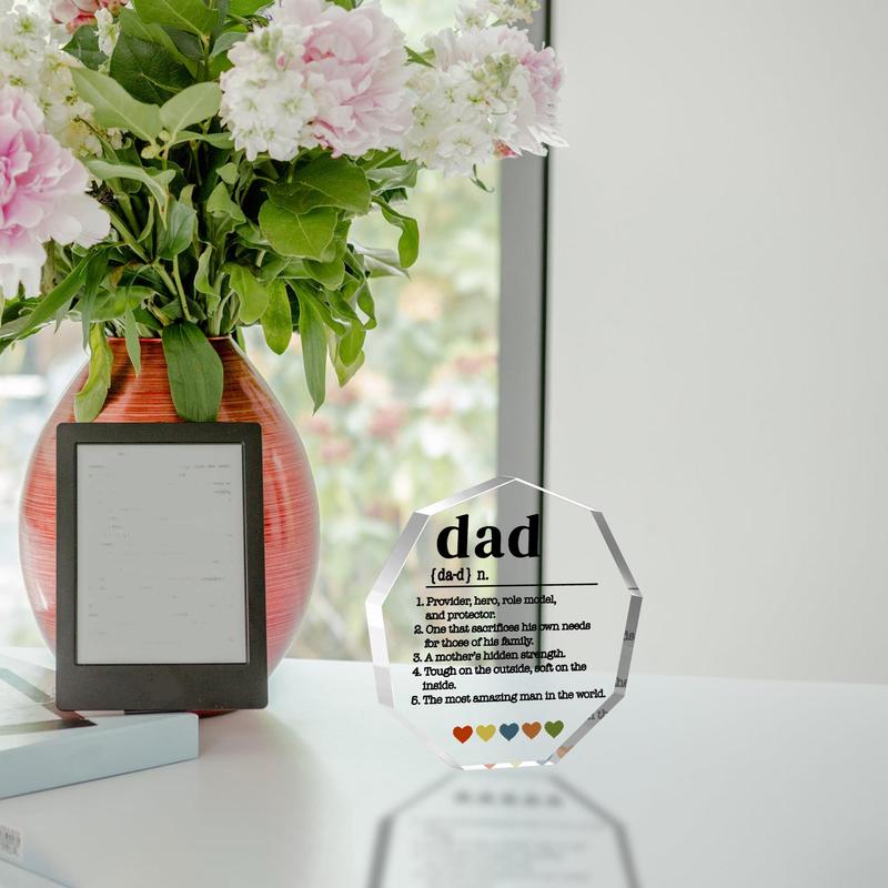 Room Decor Acrylic Dad Award Decor, 1 Count Clear Dad's Inspirational Words Statue, Award for Father Of The Year Gifts for Home, Candy Gift for Dad, Desk Ornaments for Home, Home Decor