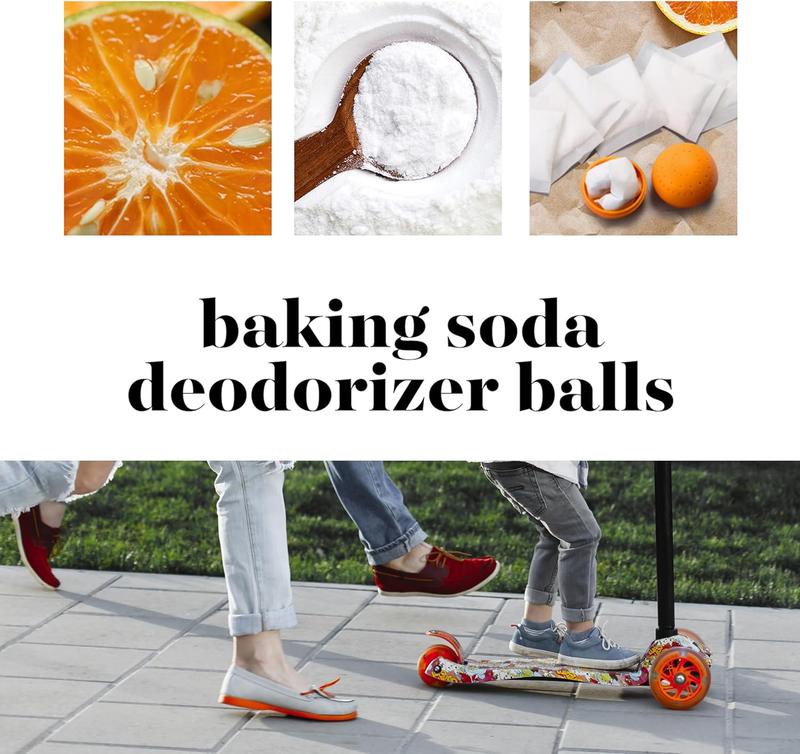 12 Pack Baking Soda Deodorizers, 6 Deodorizer Balls + 6 Refills, Odor Eliminator for Shoes Closets Bathroom, Air Freshener for Home, Up to 240 Days