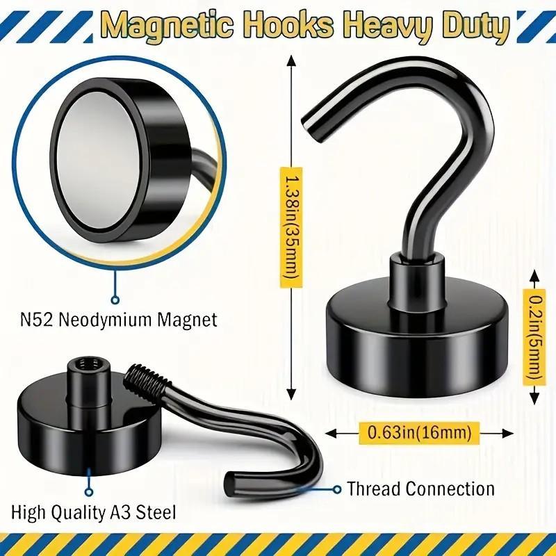 Magnetic Hook, 6 Counts set Magnetic Hook for Refrigerator &  Kitchen &  Classroom & Door, Large Magnetic Hook for Grill & Tool