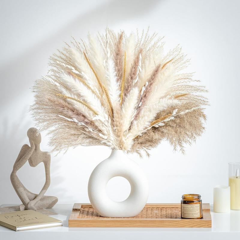 70PCS Natural Dried Pampas Grass Boho Home Decor Bouquet Phragmites Dried Flowers Bouquet for Wedding Floral Arrangements Home Decorations (70PCS) Decorative Fruit