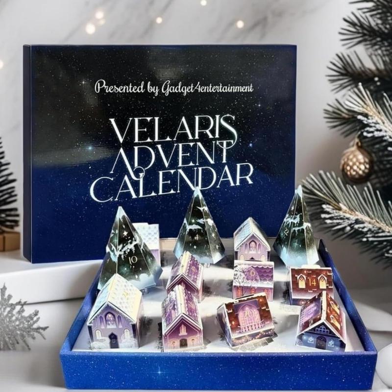 Velaris Advent Calendar, 1 Box 12 Days Christmas Advent Calendar with Jewels & Stationary & Gadgets, Christmas Countdown Calendar Gift for Friend Family