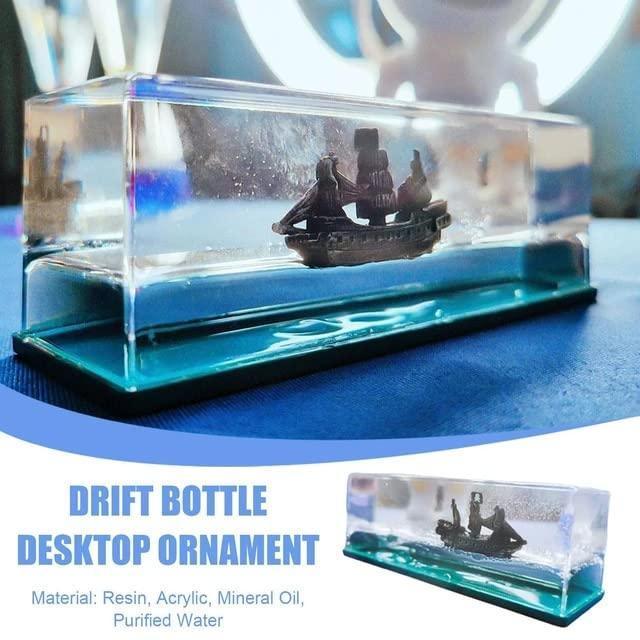 Cruise Ship Fluid Drift Bottle, Unsinkable Boat in a Box, Titanic Cruise Ship Model Liquid Wave Cruise Ship Decoration, Cruise Ship Toy, for Car Display Cases & Gifts