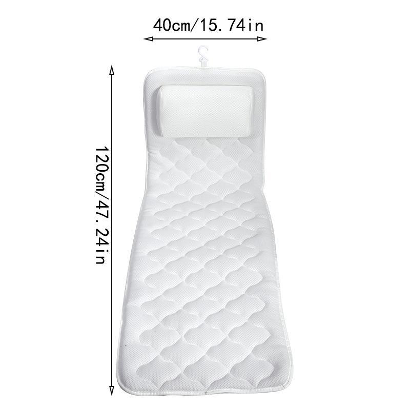 Bathtub Cushion With Suction Cup & Pillow, Comfort Non-slip Bath Mat, Soft Bath Mat, Bath Mat For Home Bathroom