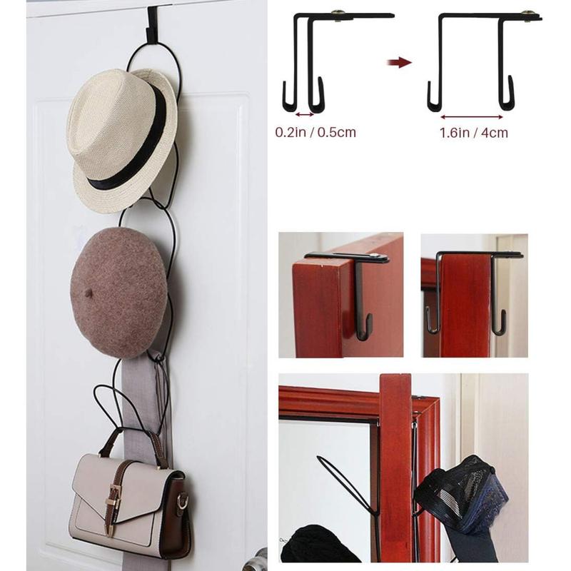 Hat Rack Caps Rack Holder,10 Rings Hat Organizer Cap Holder Organizer (Door Hooks and Sticky Hooks Include),Door Wall Clothes Rod Hanger Storage Hat Organizer for Baseball, Caps, Towel (round, black) Hangable