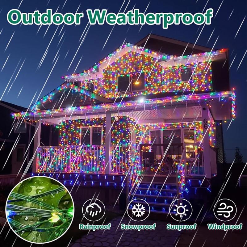 1000LED Christmas String Lights. 328FT. Waterproof. Remote. 8 Modes. Multicolored.