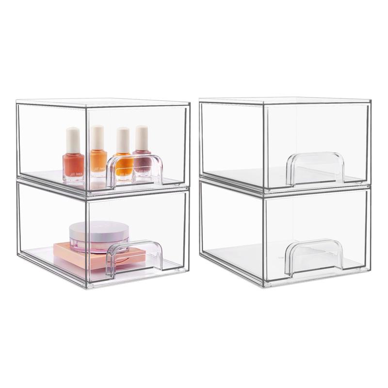 [Best choice]VTOPMART Stackable Storage Clear Acrylic Drawer ,with Handles,  For Bathroom,Kitchen Under-sink,Cabinet,Closet,Makeup,Pantry organization