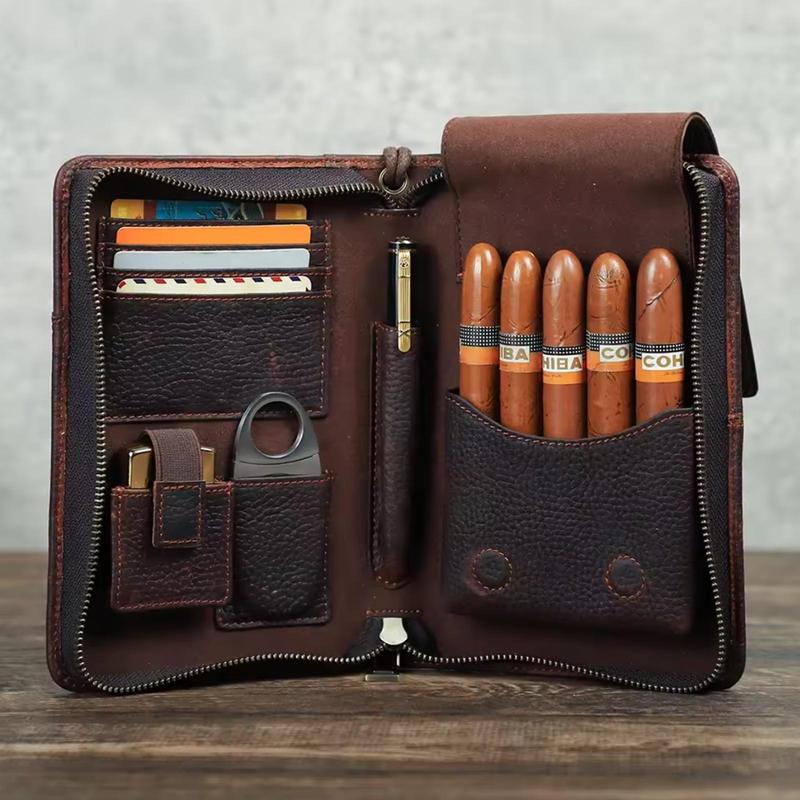 Leather Cigarette Storage Bag, 1 Count Dust Proof Cigarette Storage Bag with Zipper, Cigarette Accessories Storage Organizer for Home & Travel