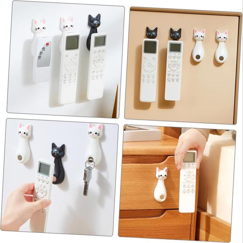 Cartoon Cat Design Magnetic Remote Control Holder, Wall Mounted Remote Control Storage Hook, Cute Storage Organizer for Home Living Room Bedroom