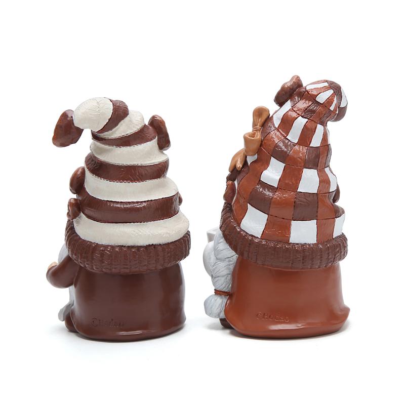 Hodao Cute Coffee Gnome Pair - Brown and White Tone, Resin Craftsmanship - Perfect for Coffee Bar Decor, Home Decor, Small Sculptures and Women's Gifts Ornaments acrylic block