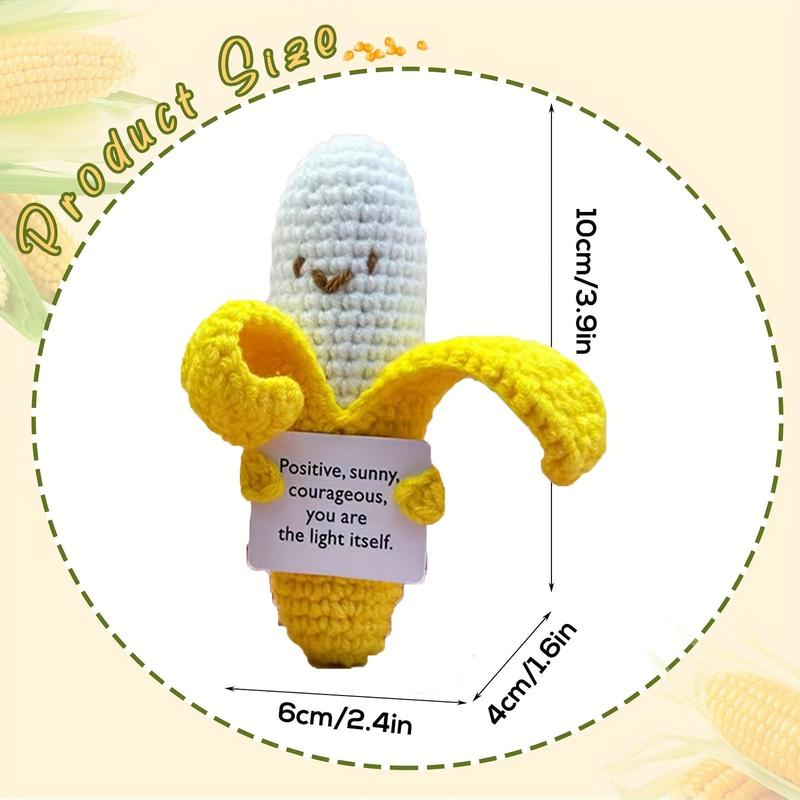 Funny Positive Corn, Cute Knitted Positive Corn with Positive Card, Creative Positive Knitted Corn Toy for Birthday Gifts Party Decoration, Christmas Gift