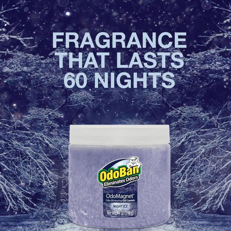 WL01 OdoBan 14 oz. OdoMagnet Odor Removing Gel Crystals, Odor Absorber and Air Freshener with Odor Eliminator Gel, Night Ice Scent Scented Perfume Aroma