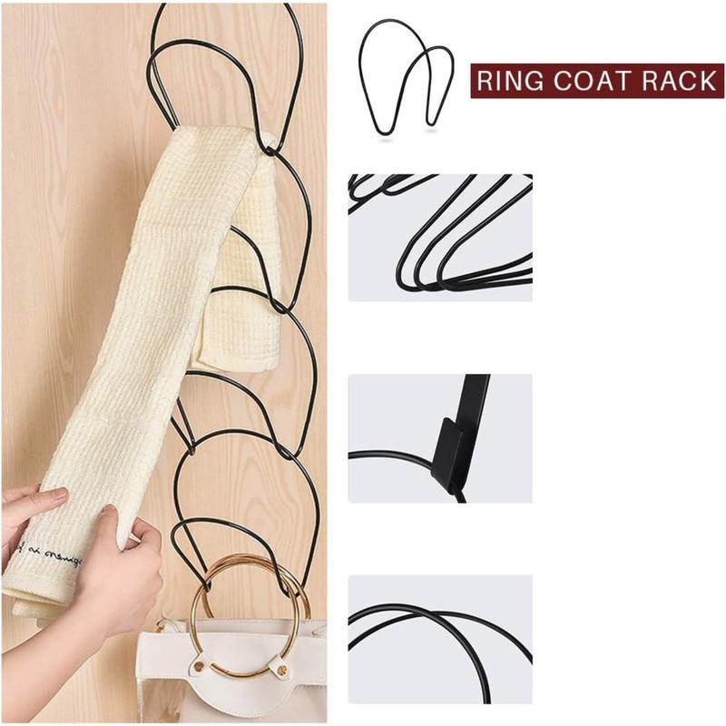 Hat Rack Caps Rack Holder,10 Rings Hat Organizer Cap Holder Organizer (Door Hooks and Sticky Hooks Include),Door Wall Clothes Rod Hanger Storage Hat Organizer for Baseball, Caps, Towel (round, black) Hangable