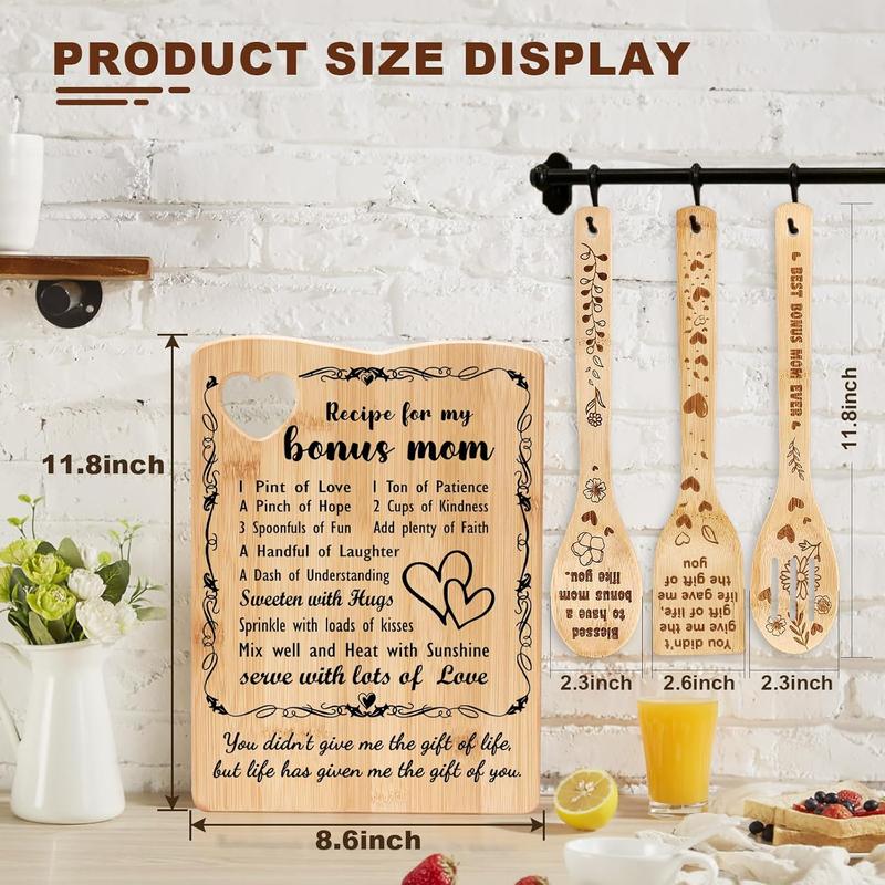 Bonus mom Birthday Gifts, Gifts for Bonus mom from Daughter Son, Bonus mom  Board Set, Christmas Birthday Gifts for Bonus mom Step Mom  mom Stepmother