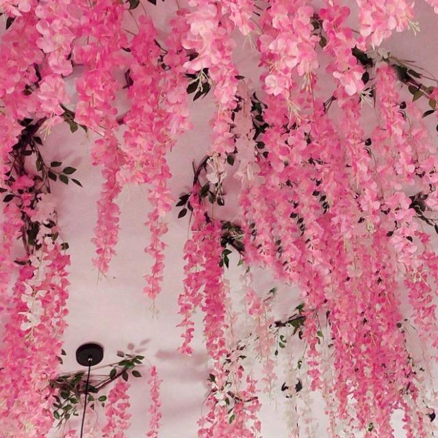 1 Set Of 6.9ft  Artificial Wisteria Flowers, Plastic Fake Vines Decoration Flowers, Covering Faux Flowers For Ceiling, Suitable For Home Gathering Wedding Party Festival Indoor And Outdoor Decorations