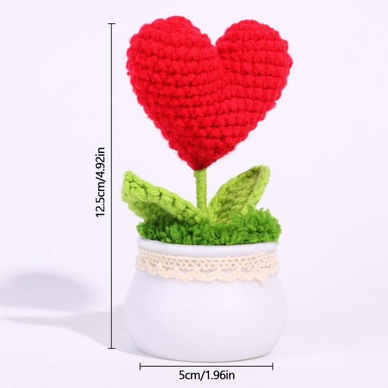 Handmade Crochet Flower Pot Ornament, 1 Count Cute Desktop Knitted Potted Plant, Artificial Woven Flower Potted Plant, Room Decor