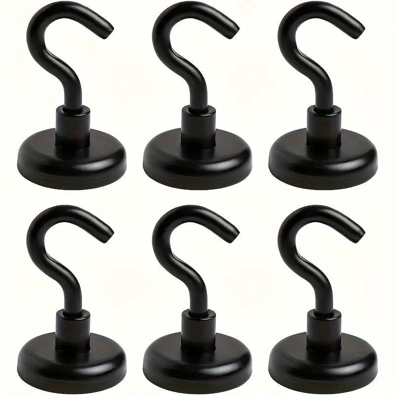 Magnetic Hook, 6 Counts set Magnetic Hook for Refrigerator &  Kitchen &  Classroom & Door, Large Magnetic Hook for Grill & Tool