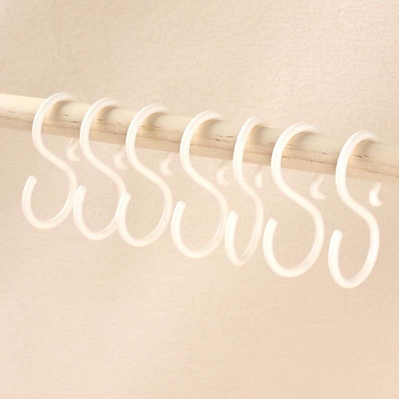 30pcs S Shaped Durable Hanging Hook, Solid Color Plastic Multi-purpose Hook, Home Storage Supplies