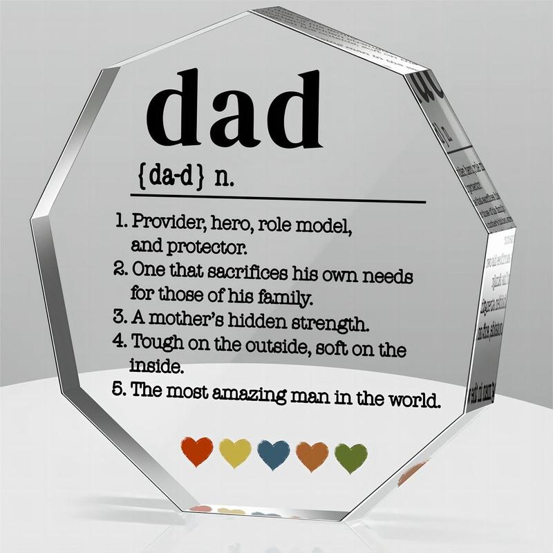 Room Decor Acrylic Dad Award Decor, 1 Count Clear Dad's Inspirational Words Statue, Award for Father Of The Year Gifts for Home, Candy Gift for Dad, Desk Ornaments for Home, Home Decor