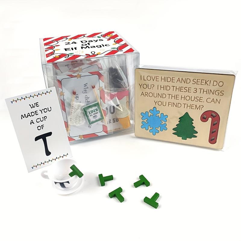 Bgodpn Elf 24 Days Magic Jokes Kit - Advent Calendar Surprise Set with Holiday Hide and Seek Props, Festive Riddles, and Christmas Decorations (Not a Toy) - Elf-Themed Party Supplies for Seasonal Fun birthday christmas