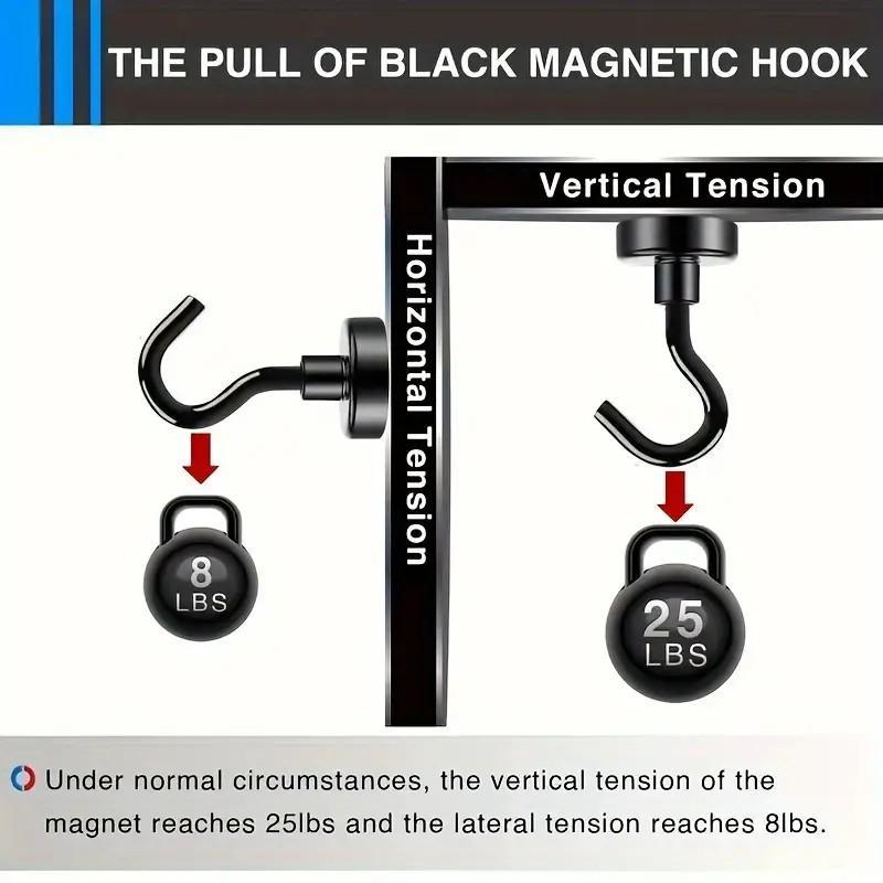 Magnetic Hook, 6 Counts set Magnetic Hook for Refrigerator &  Kitchen &  Classroom & Door, Large Magnetic Hook for Grill & Tool