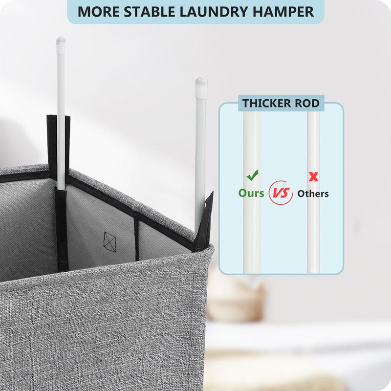 SOLEDI Laundry Hamper Black with Lid and Removable Bag - 100L Large and Tall Laundry Basket Collapsible with Handle for Clothing and Toys Storage - Dirty Clothes Hamper for Bedroom, bathroom, dorm Organiser