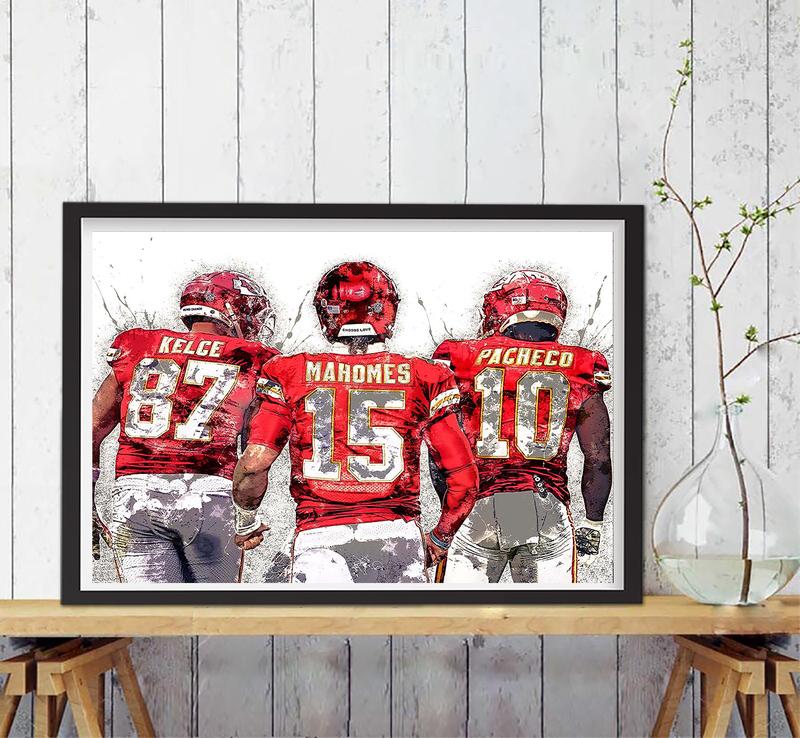 Matching Sports Design Poster, Kansas City Chiefs, Gallery Man Cave, Kids Room, Game Room