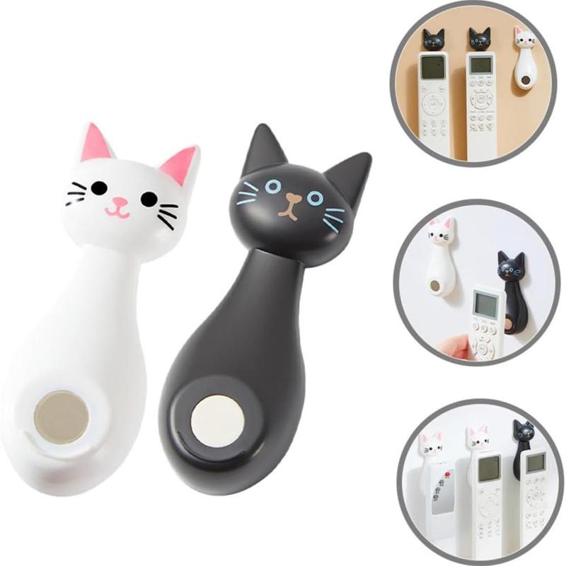 Cartoon Cat Design Magnetic Remote Control Holder, Wall Mounted Remote Control Storage Hook, Cute Storage Organizer for Home Living Room Bedroom