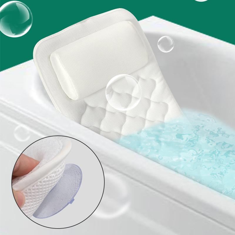 Bathtub Cushion With Suction Cup & Pillow, Comfort Non-slip Bath Mat, Soft Bath Mat, Bath Mat For Home Bathroom