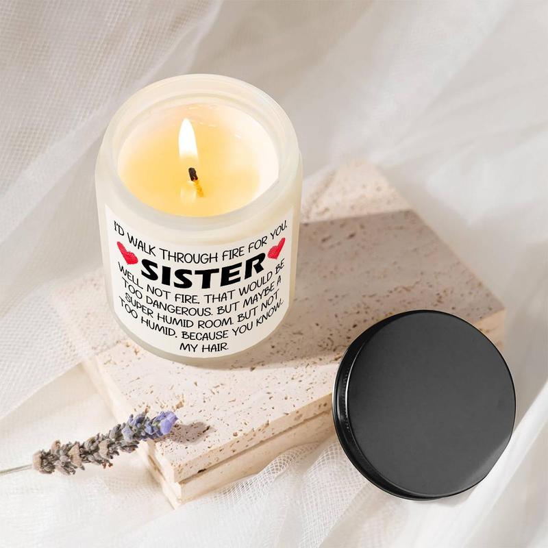 Sisterly Love Scented Candle, Funny Letter Pattern Candle, Home Decor Supplies for Living Room Bedroom, Gift for Sister, Birthday Gift