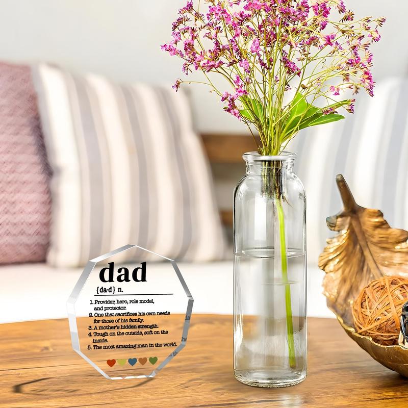 Room Decor Acrylic Dad Award Decor, 1 Count Clear Dad's Inspirational Words Statue, Award for Father Of The Year Gifts for Home, Candy Gift for Dad, Desk Ornaments for Home, Home Decor