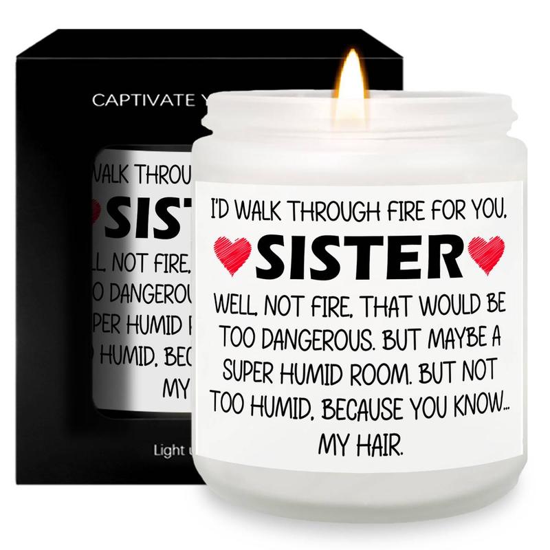 Sisterly Love Scented Candle, Funny Letter Pattern Candle, Home Decor Supplies for Living Room Bedroom, Gift for Sister, Birthday Gift