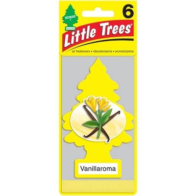 Little Trees Vanillaroma Air Freshener 6pk: Vanilla Car Freshener, Solid, Disposable, Non-Powered, Yellow, 6ct