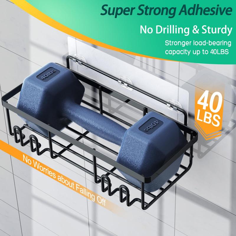 Shower Caddy 5 Pack, Adhesive Shower Organizer for Bathroom & Home & Kitchen, Rustproof Stainless Steel Shower Shelves with Hooks