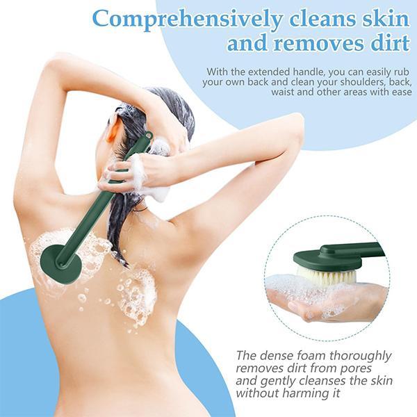 Long Handle Bath Massage Brush with Soap Dispenser – Back Scrubber for Wet & Dry Brushing, Exfoliation