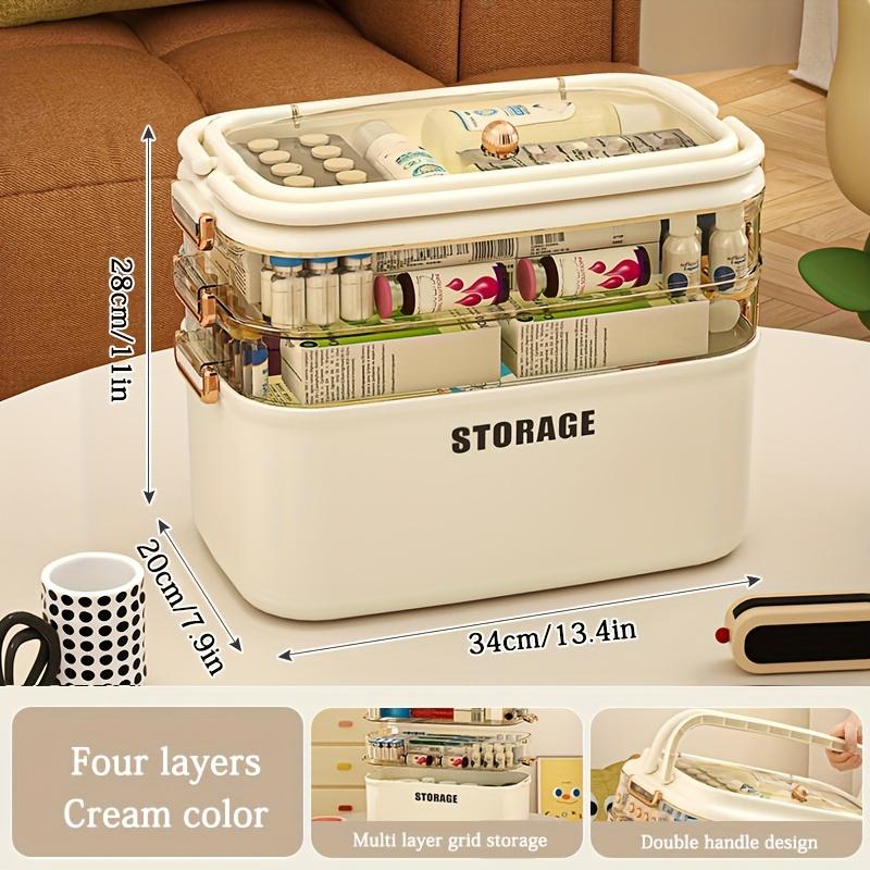 Plastic Storage Box with 2 3 4-Tier Tray, Medicine Cabinet, Organizer Portable Handled , Portable Container for Crafts, Cosmetic, Sewing, Medicine