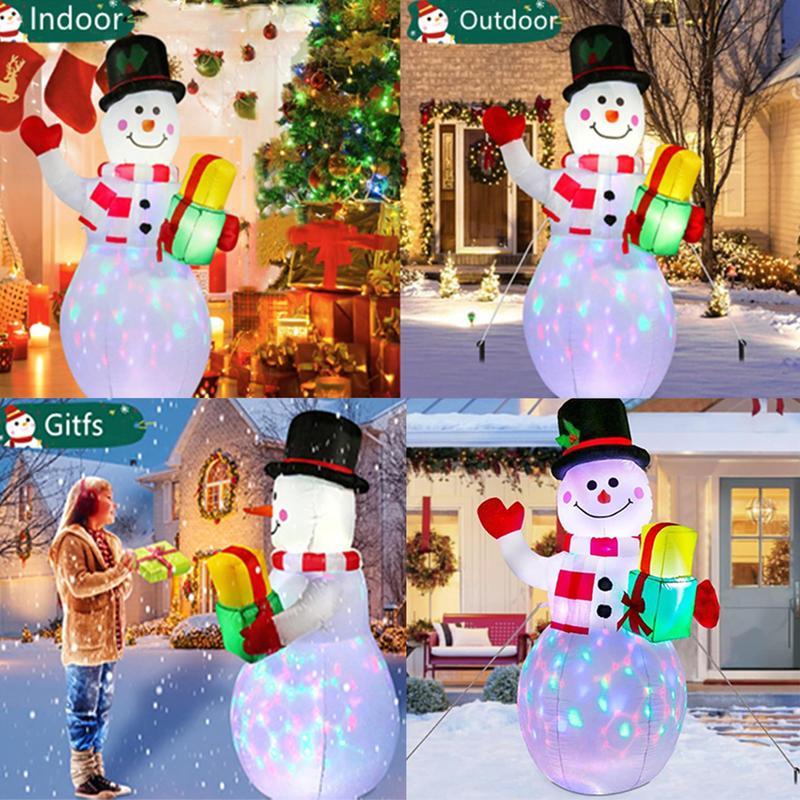 Inflatable Snowman with LED Light, 1 Set Inflatable Snowman Ornament, Party Supplies for Indoor and Outdoor Yard Garden, Home Decor