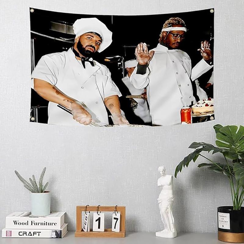 DrakeG and FutureT Rapper 3x5Ft Flag Tapestry with 4 Brass Grommets Funny Banner Decoration for College Bedroom Room Dorm Wall Tapestries