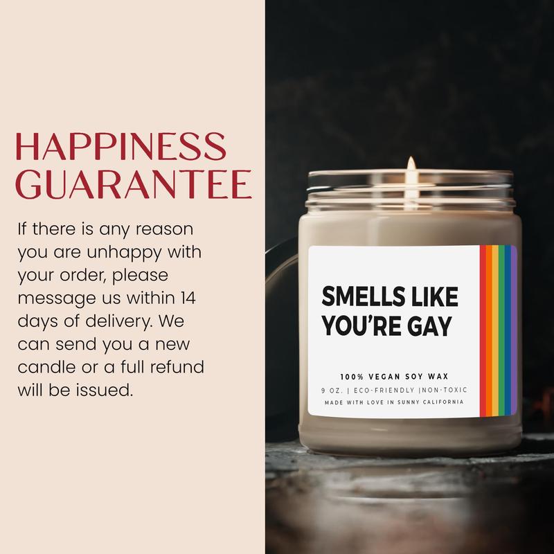 Smells Like You're Gay Soy Candle, Funny Candle For Gay Friend, Gay Pride Gift, LGBTQ+ Candle, Gifts For Gay Men, (C-16PRI)