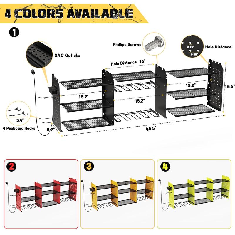 Power Tool Organizer Wall Mount with Charging Station,3 Layer Cordless Drill Hanger Storage Rack,Heavy Duty Tailored DIY Garage Storage Hanging