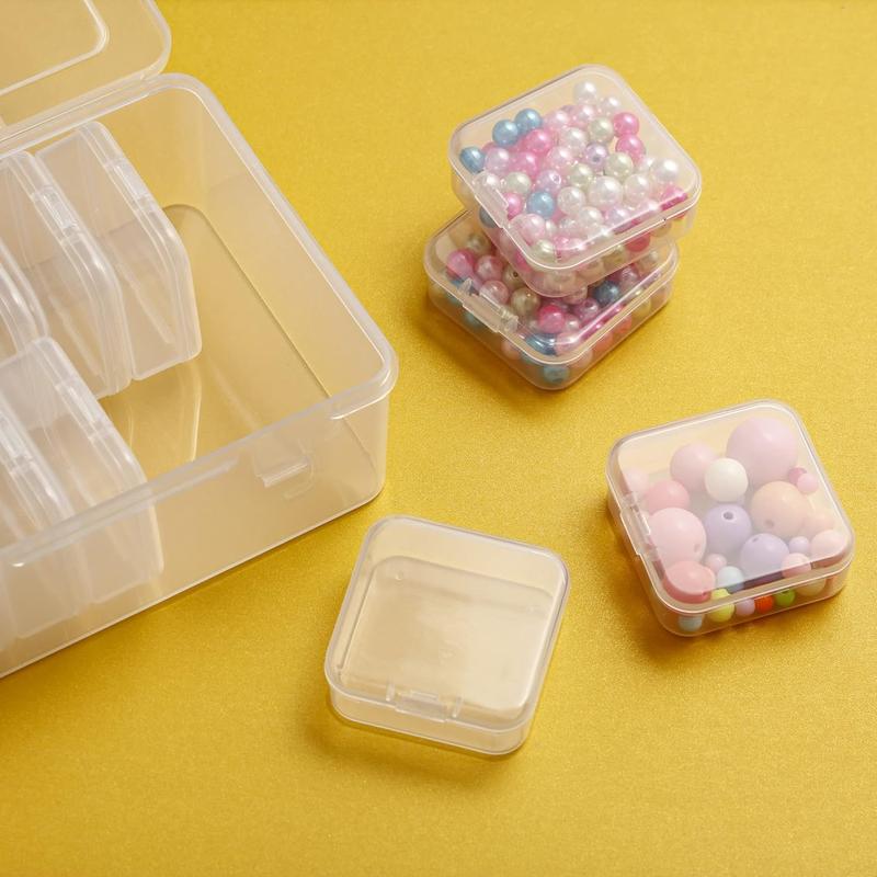 Bead Organizer Box, 32 Pcs Small Clear Plastic Bead Storage Containers, Craft Storage Box with Hinged Lid, Mini box for Organizing Jewelry Making