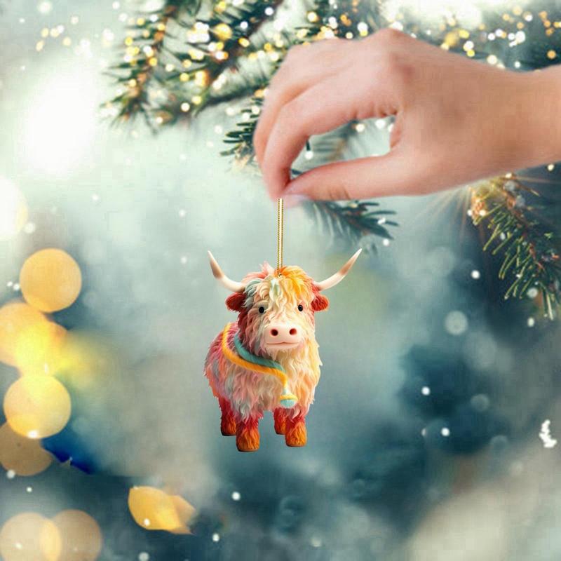 Highland Cow Design Hanging Ornament, 1 Count Cute Animal Design Hanging Decoration, Hanging Decor for Home Party Festival, Home Decor