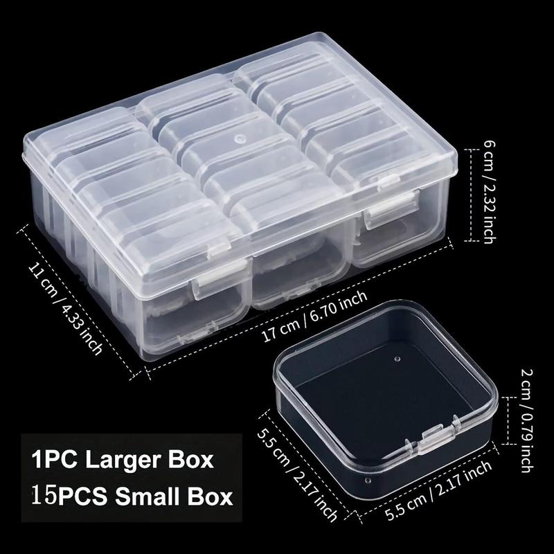 Bead Organizer Box, 32 Pcs Small Clear Plastic Bead Storage Containers, Craft Storage Box with Hinged Lid, Mini box for Organizing Jewelry Making