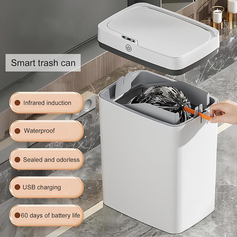 Automatic Sensing Trash Can,USB Rechargeable Trash Can with Lid,Kitchen Waste Disposer for Household,Office,Bedroom,Living Room,Waterproof Cleaning