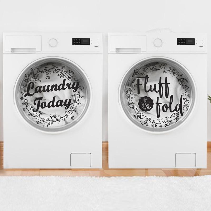 Laundry Room Decorative Sticker, 4pcs set Floral & Letter Pattern Removable Bathroom Sticker, Home Decor Sticker for Laundry Room